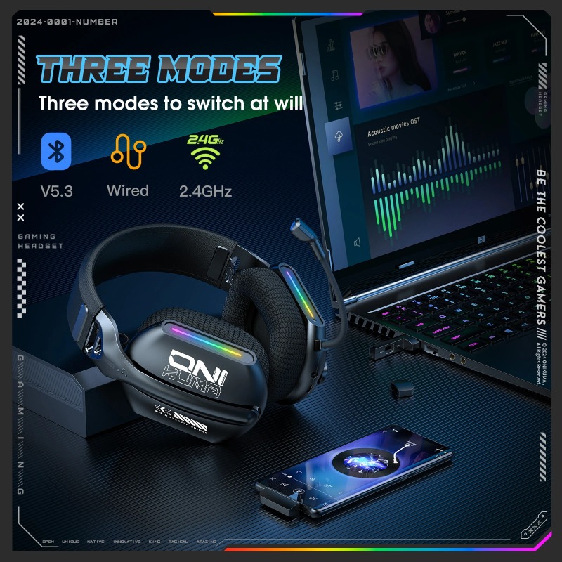 ONIKUMA GT808 무선 게임용 헤드셋 트라이 모 - Esports Gaming Headphones 리뷰 및 가격