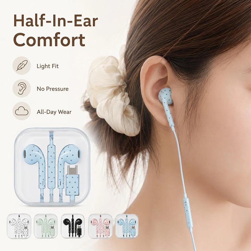 귀여운 폴카 도트 스타 타입 C 이어폰 (미, 아이폰, - Esports Gaming Earbuds 리뷰 및 가격